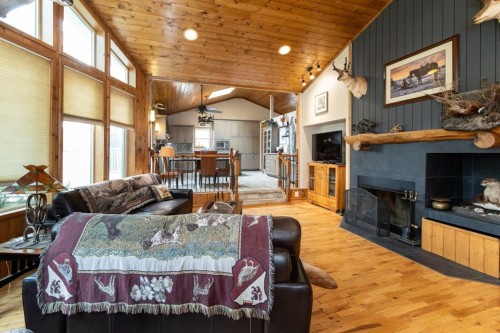 3411 Highway 54, Rural Red Deer County, AB - Indoor Photo Showing Living Room With Fireplace