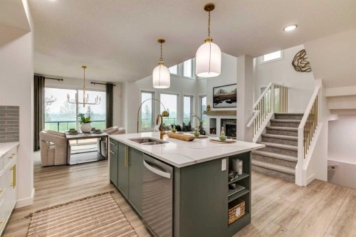 59 Creekside Rise Sw, Calgary, AB - Indoor Photo Showing Kitchen With Double Sink With Upgraded Kitchen