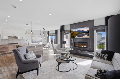 5918 Panorama Drive, Blackfalds, AB - Indoor Photo Showing Living Room With Fireplace