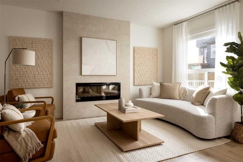 59 Annette Green Nw, Calgary, AB - Indoor Photo Showing Living Room With Fireplace