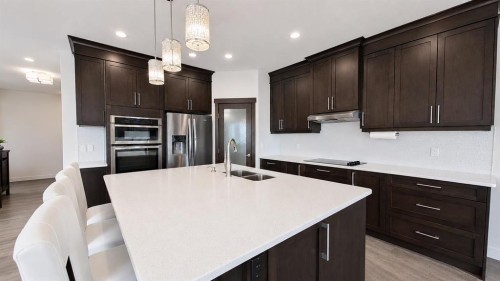 78 Cranarch View Se, Calgary, AB - Indoor Photo Showing Kitchen With Double Sink With Upgraded Kitchen