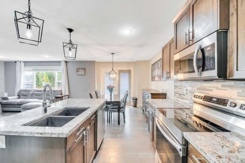 210 Viscount Drive, Red Deer, AB - Indoor Photo Showing Kitchen With Stainless Steel Kitchen With Double Sink With Upgraded Kitchen