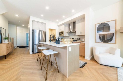 467 Buffaloberry Manor Se, Calgary, AB - Indoor Photo Showing Kitchen With Upgraded Kitchen