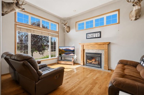 16 Filbert Close, Sylvan Lake, AB - Indoor Photo Showing Living Room With Fireplace