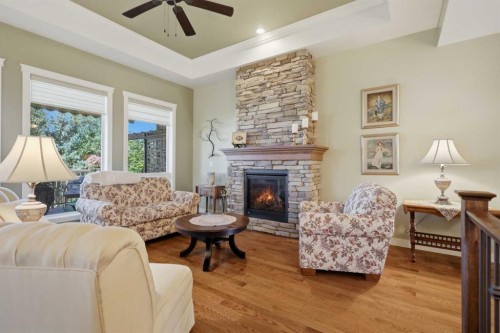 4006 38 Street, Ponoka, AB - Indoor Photo Showing Living Room With Fireplace