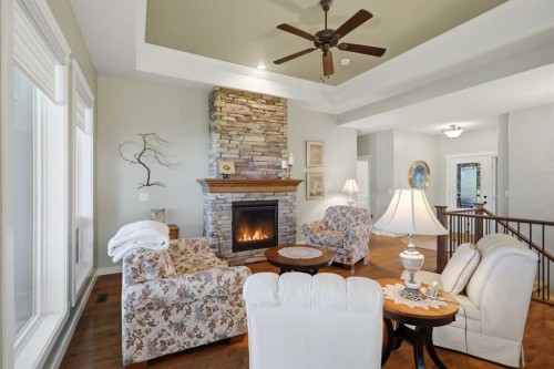 4006 38 Street, Ponoka, AB - Indoor Photo Showing Living Room With Fireplace