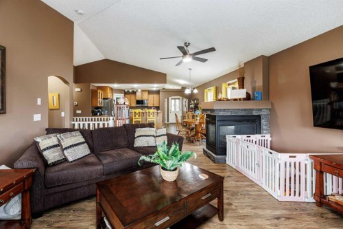 444 Jenkins Drive, Red Deer, AB - Indoor Photo Showing Living Room With Fireplace
