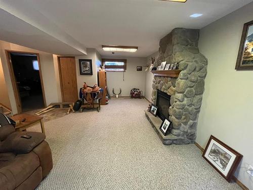 205023 Twp Road 100, Rural Lethbridge County, AB - Indoor Photo Showing Basement With Fireplace