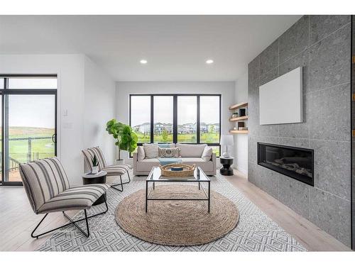 4526 31 Avenue South, Lethbridge, AB - Indoor Photo Showing Living Room With Fireplace