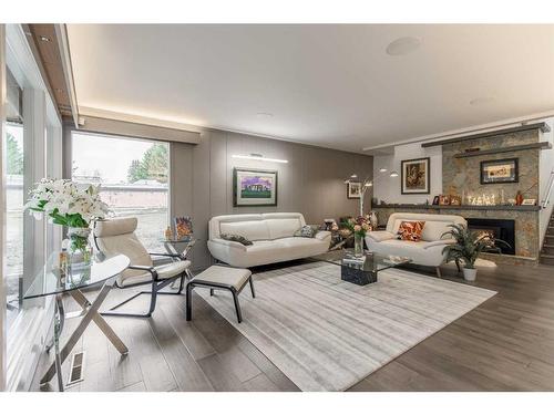 2825 Parkside Drive South, Lethbridge, AB - Indoor Photo Showing Living Room With Fireplace