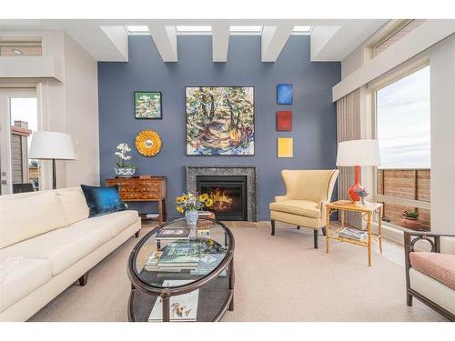 1401 Halifax Road West, Lethbridge, AB - Indoor Photo Showing Living Room With Fireplace