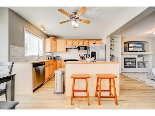 141 Peigan Court West, Lethbridge, AB - Indoor Photo Showing Kitchen With Fireplace