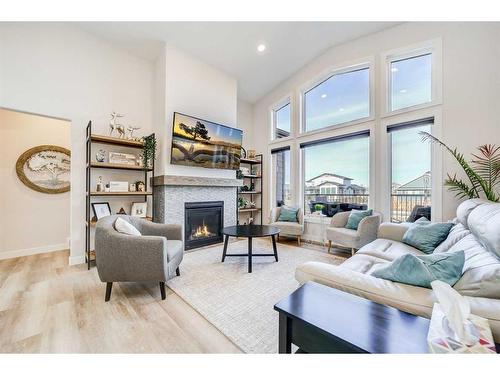 2018 30A Avenue, Coaldale, AB - Indoor Photo Showing Living Room With Fireplace