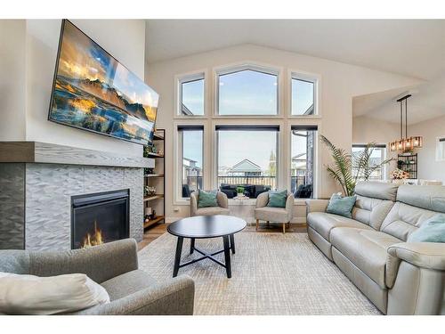 2018 30A Avenue, Coaldale, AB - Indoor Photo Showing Living Room With Fireplace