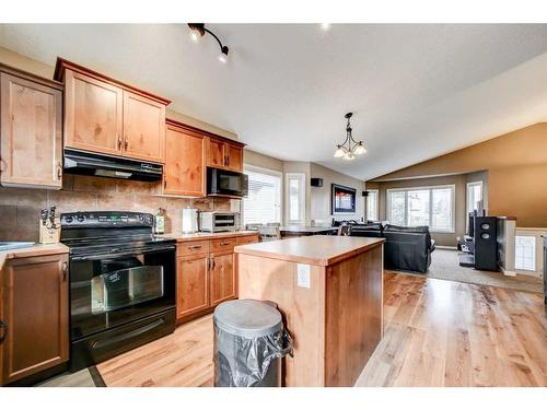 133 Dorothy Gentleman Crescent North, Lethbridge, AB - Indoor Photo Showing Kitchen With Fireplace