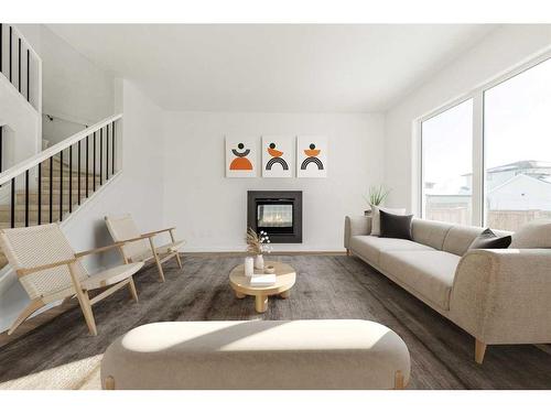 418 Miners Chase West, Lethbridge, AB - Indoor Photo Showing Living Room With Fireplace