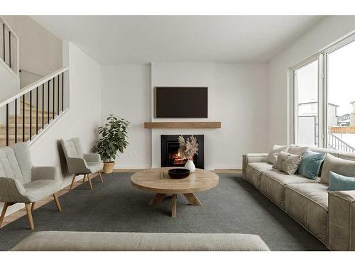 245 Blackwolf Place North, Lethbridge, AB - Indoor Photo Showing Living Room With Fireplace