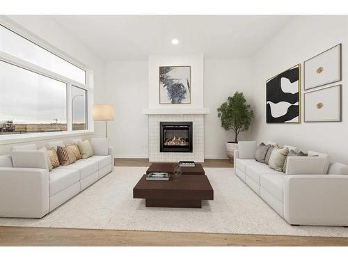 3221 44 Street South, Lethbridge, AB - Indoor Photo Showing Living Room With Fireplace