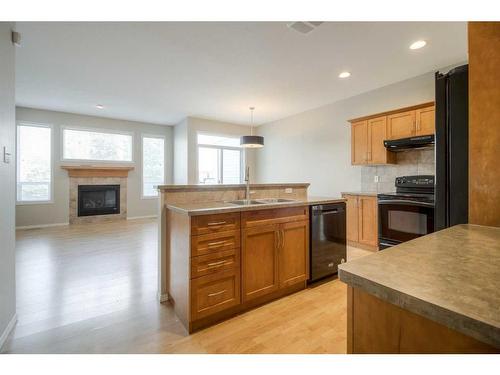 32-295 Blackfoot Road West, Lethbridge, AB - Indoor Photo Showing Kitchen With Fireplace With Double Sink