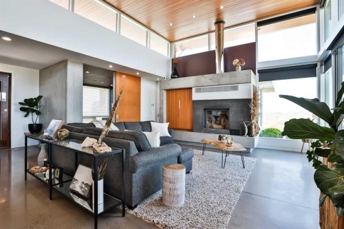 403 Meadow Lark Drive, Rural Lethbridge County, AB - Indoor Photo Showing Living Room With Fireplace