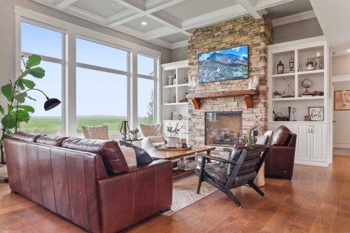 90044 Range Rd 200, Rural Lethbridge County, AB - Indoor Photo Showing Living Room With Fireplace