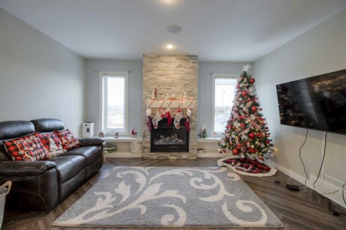 541 Aquitania Boulevard West, Lethbridge, AB - Indoor Photo Showing Living Room With Fireplace