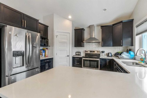 207 Moonlight Cove West, Lethbridge, AB - Indoor Photo Showing Kitchen With Stainless Steel Kitchen With Double Sink With Upgraded Kitchen