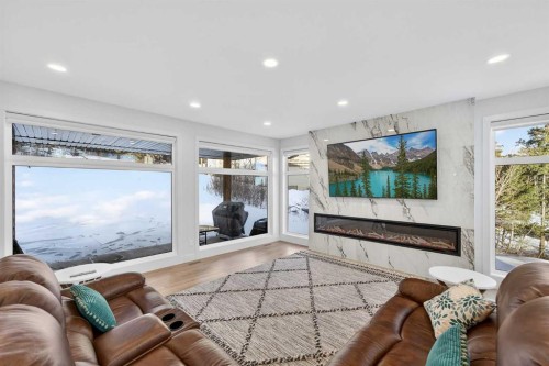 70 Kananaskis Drive, Coleman, AB - Indoor Photo Showing Living Room With Fireplace
