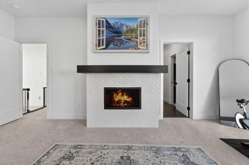 70 Kananaskis Drive, Coleman, AB - Indoor Photo Showing Living Room With Fireplace