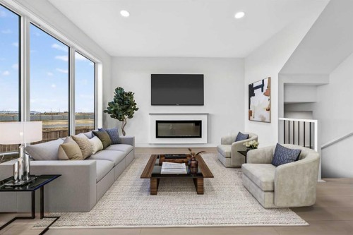 241 Blackwolf Place North, Lethbridge, AB - Indoor Photo Showing Living Room With Fireplace