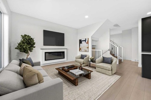 241 Blackwolf Place North, Lethbridge, AB - Indoor Photo Showing Living Room With Fireplace