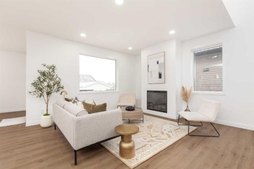332 Rivergrove Chase West, Lethbridge, AB - Indoor Photo Showing Living Room With Fireplace