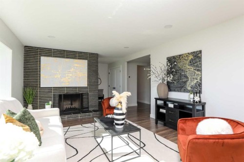 223001 Twp 9-2, Coalhurst, AB - Indoor Photo Showing Living Room With Fireplace