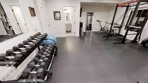 28 Aster Link, Okotoks, AB - Indoor Photo Showing Gym Room