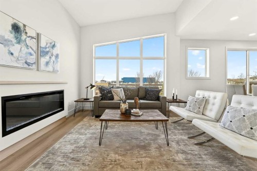 63 Miners Road West, Lethbridge, AB - Indoor Photo Showing Living Room With Fireplace