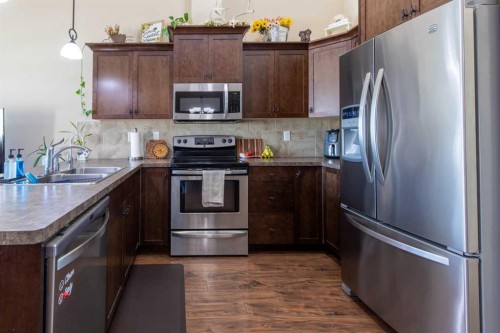 3-213 Lettice Perry Road North, Lethbridge, AB - Indoor Photo Showing Kitchen With Double Sink