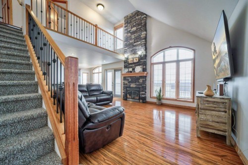 2222 Twp Rd 7-5, Lundbreck, AB - Indoor Photo Showing Other Room With Fireplace