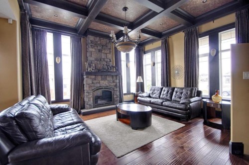 226 Riverstone Boulevard West, Lethbridge, AB - Indoor Photo Showing Living Room With Fireplace