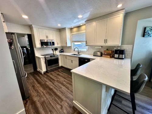 94050 Range Rd 214A, Rural Lethbridge County, AB - Indoor Photo Showing Kitchen With Double Sink