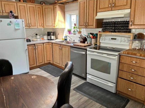 33-6101 20Th Avenue, Coleman, AB - Indoor Photo Showing Kitchen With Double Sink