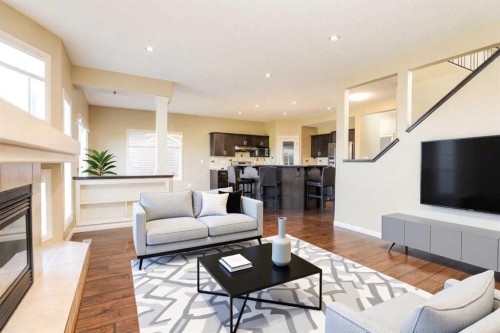 132 Firelight Way West, Lethbridge, AB - Indoor Photo Showing Living Room With Fireplace
