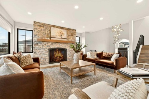 93 Prairie Arbour Boulevard South, Lethbridge, AB - Indoor Photo Showing Living Room With Fireplace