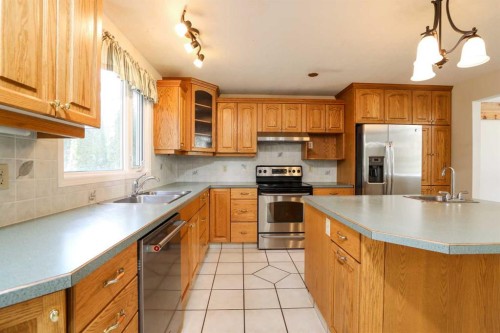 9 Queens Road West, Lethbridge, AB - Indoor Photo Showing Kitchen With Double Sink