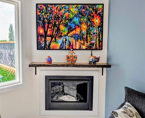 83 Harvest Square, Claresholm, AB - Indoor With Fireplace