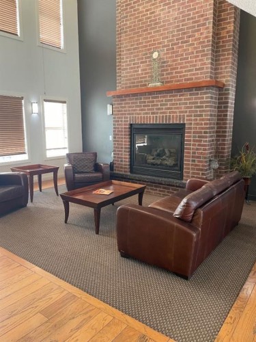 320-2233 34 Avenue Sw, Calgary, AB - Indoor Photo Showing Living Room With Fireplace
