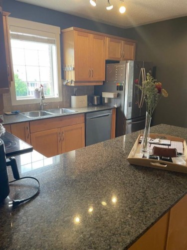 320-2233 34 Avenue Sw, Calgary, AB - Indoor Photo Showing Kitchen With Double Sink