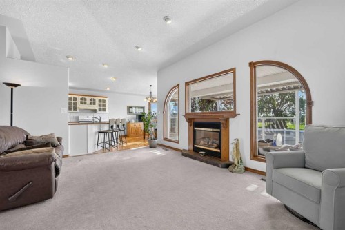 27 Cougar Bay North, Lethbridge, AB - Indoor Photo Showing Living Room With Fireplace