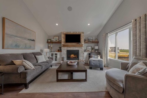 696 Sixmile Crescent South, Lethbridge, AB - Indoor Photo Showing Living Room With Fireplace