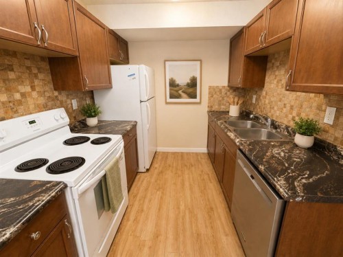 36-55 Lemoyne Crescent West, Lethbridge, AB - Indoor Photo Showing Kitchen With Double Sink