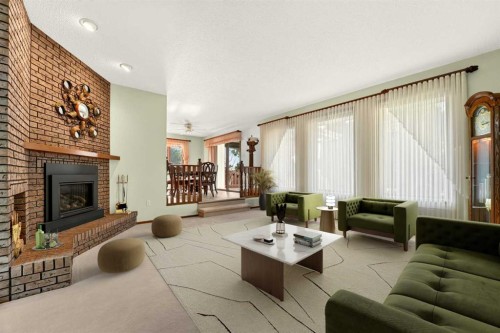 3606 Spruce Drive South, Lethbridge, AB - Indoor Photo Showing Living Room With Fireplace
